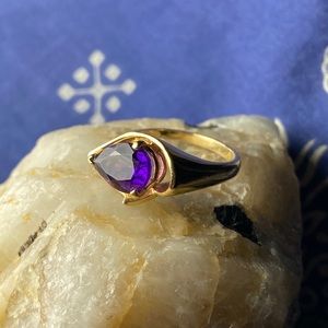 1930’s Art Deco 14k Gold Amethyst Pear Gem Ring